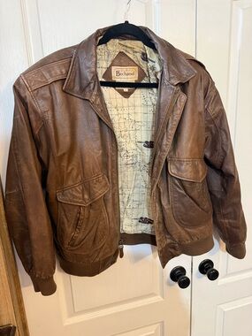 Bechamel Men's Chestnut Brown Leather Bomber Jacket